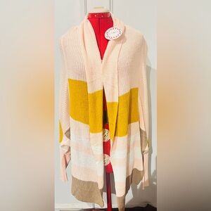New with Tags Umgee Pink, Orange, tan, white Striped Cardigan oversized size M/L